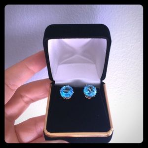 Blue topaz stud earrrings